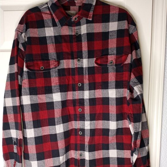 Jachs Button Down Shirt Mens 2XL Long Sleeve 100% Cotton Plaid Flannel Red - Picture 1 of 8
